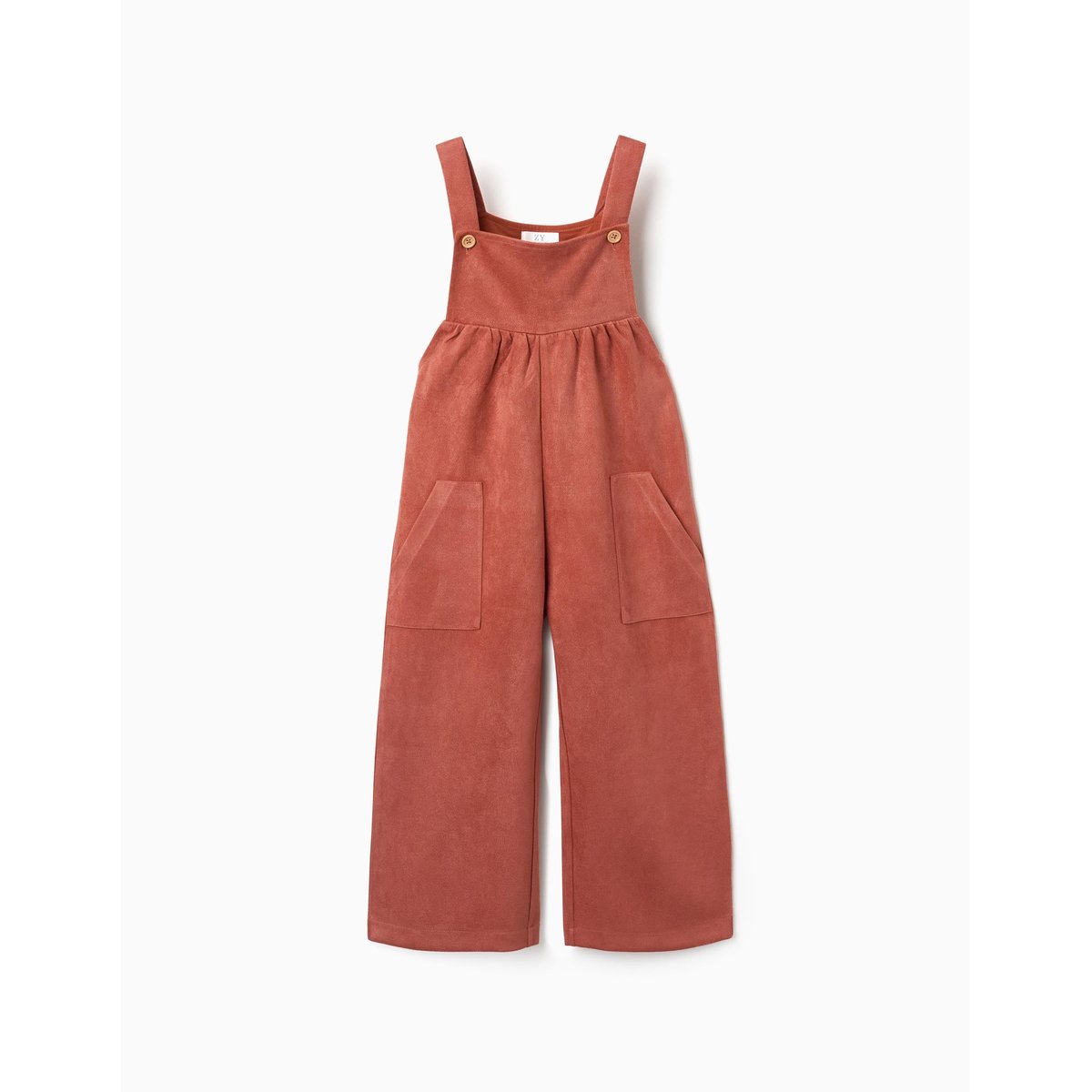 Salopette à jambe large en maille interlock avec poches marrón, ZIPPY