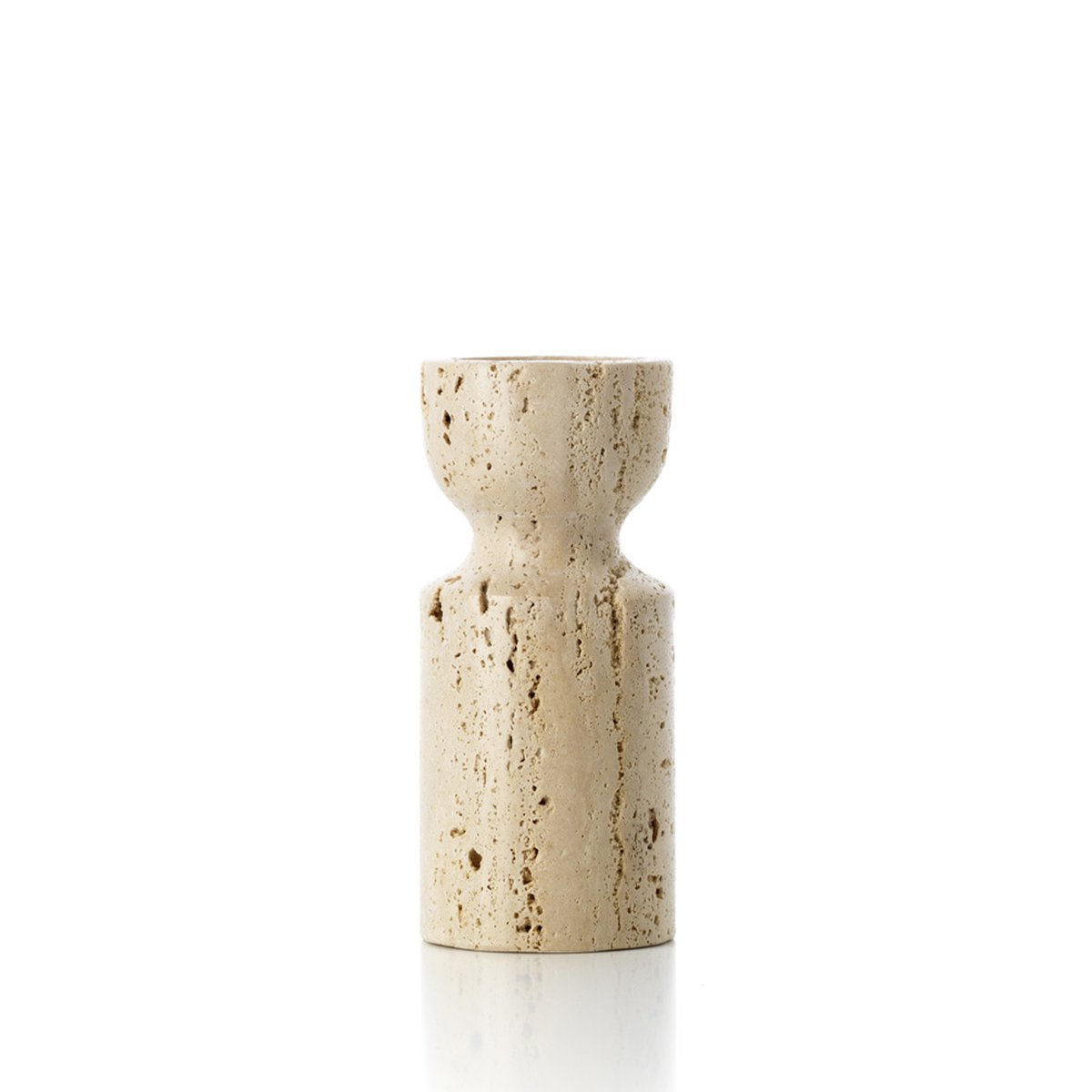 Bougeoir en travertin TRAVERTINE HOURGLASS beige, BAZAR BIZAR