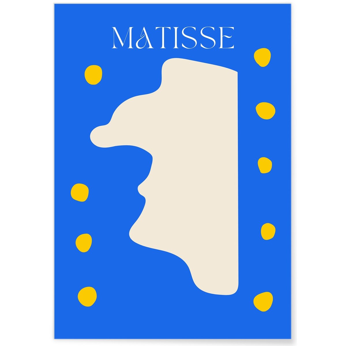 Affiche Matisse 'Profil Abstrait' – Bleu et crème blanc, L'AFFICHERIE