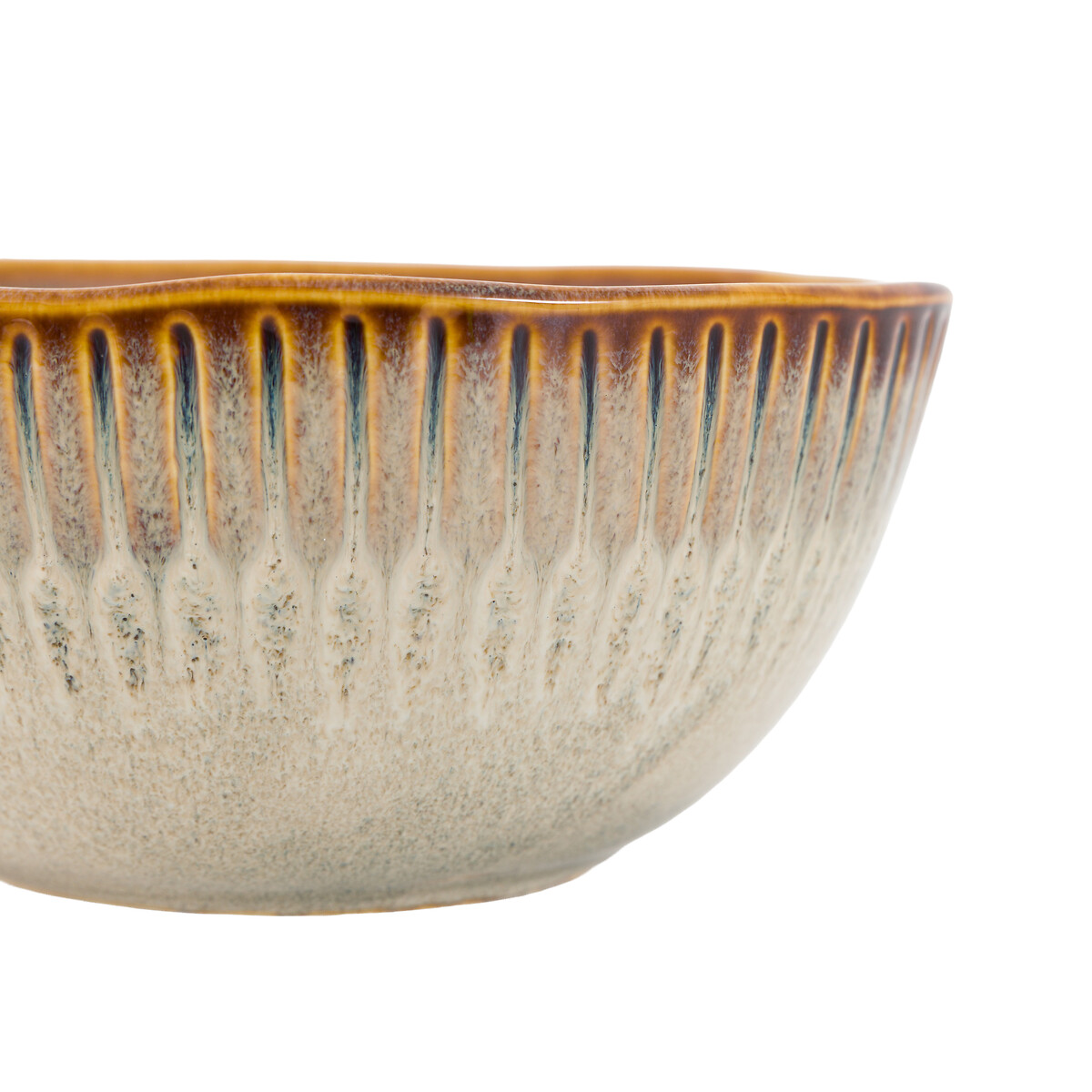 Set of 4 Harville Ridged Bowls in Stone brown , ÉDITÉ
