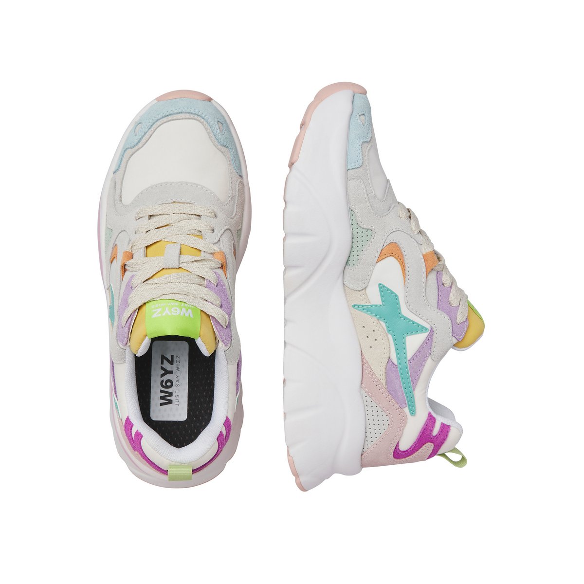 Sneakers en daim et tissu technique MIA-W. céleste-blanc, W6YZ