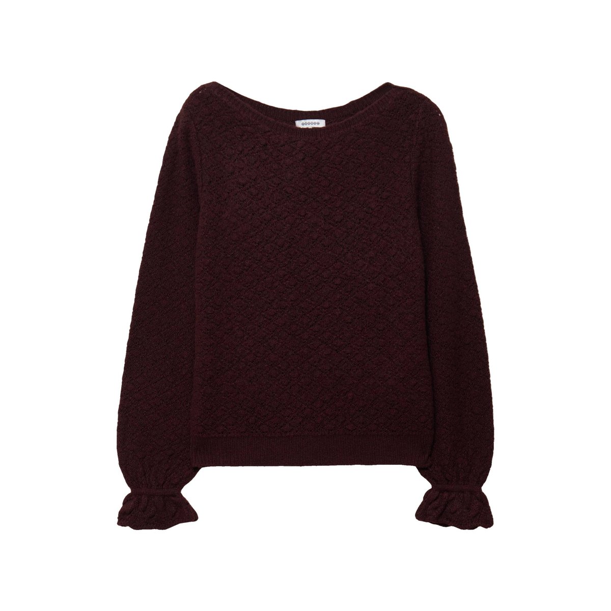Pull ajouré col bateau manches longues prune, BONOBO