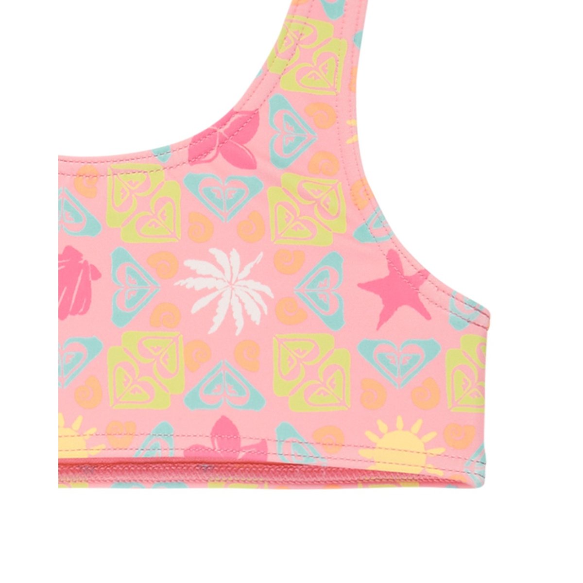 Ensemble 2 pièces bikini bralette deux pièces CHECK SET. rose plumeria hippie hour diagonal, ROXY
