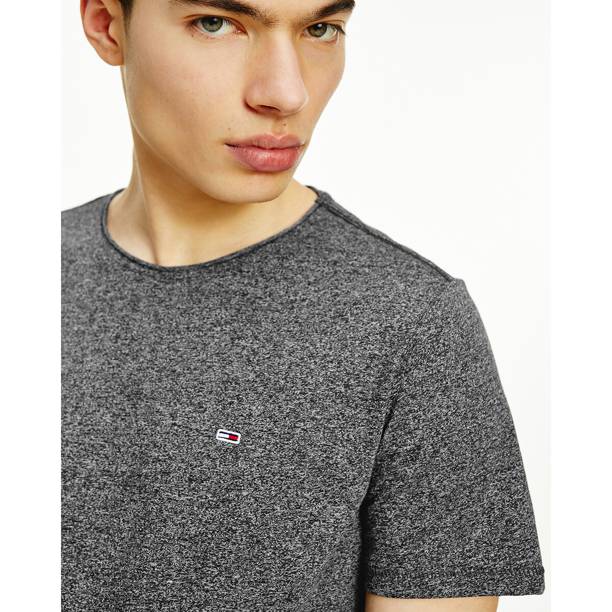 T-shirt col rond Original noir chiné, TOMMY JEANS