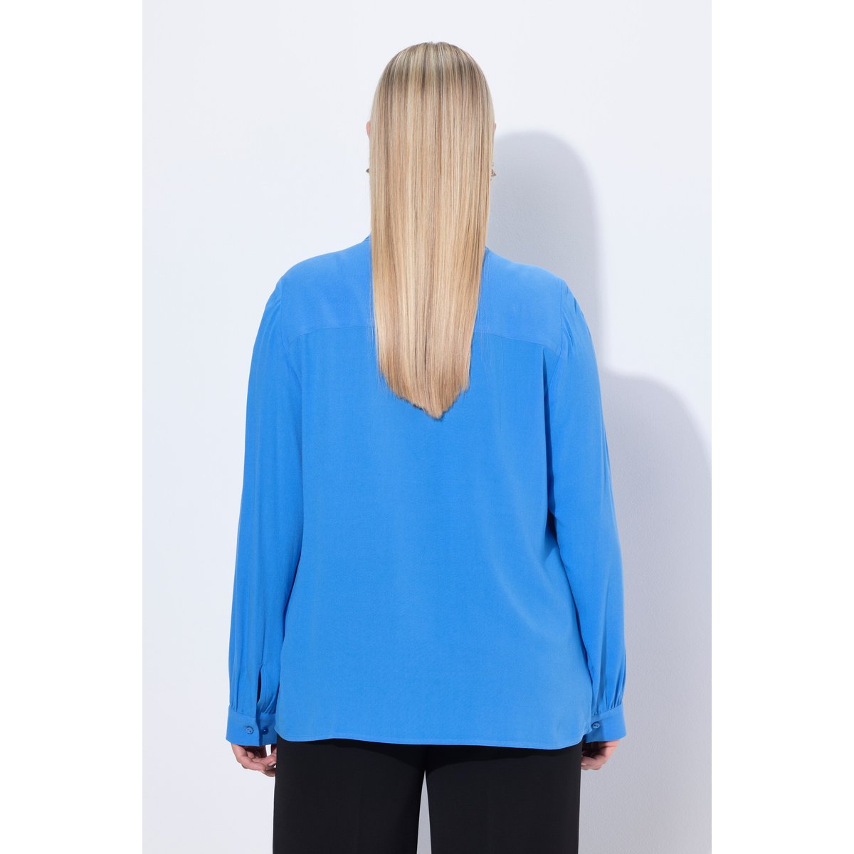 Blouse à manches longues avec châle intégré bleu roi, ULLA POPKEN