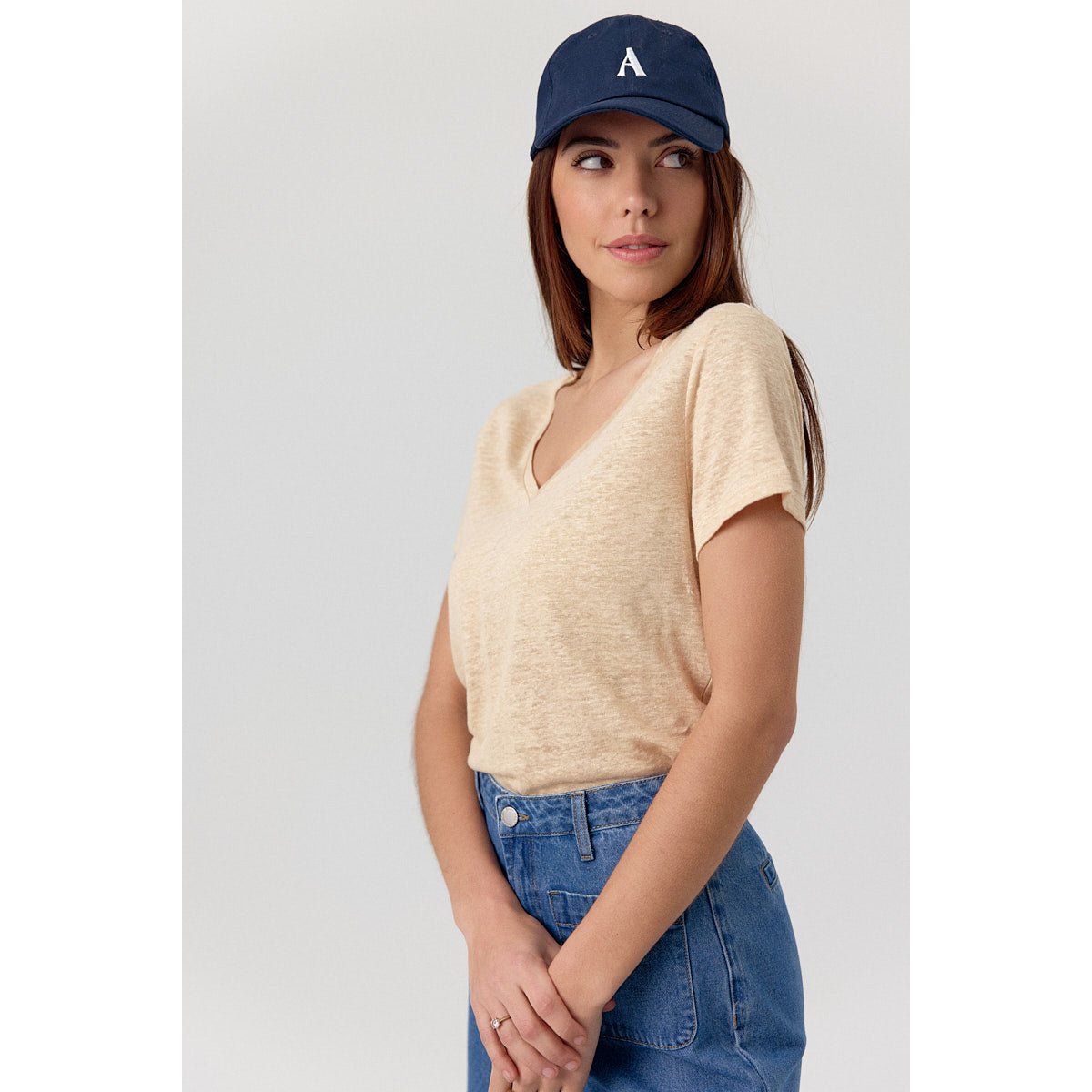 T-shirt à manches courtes en lin DARLA beige, ARTLOVE
