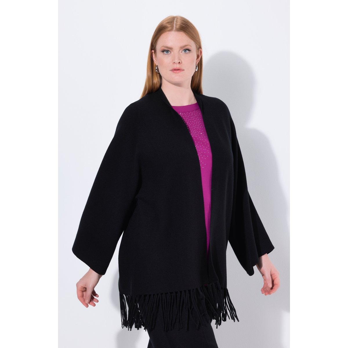 Cardigan long à manches longues noir, ULLA POPKEN