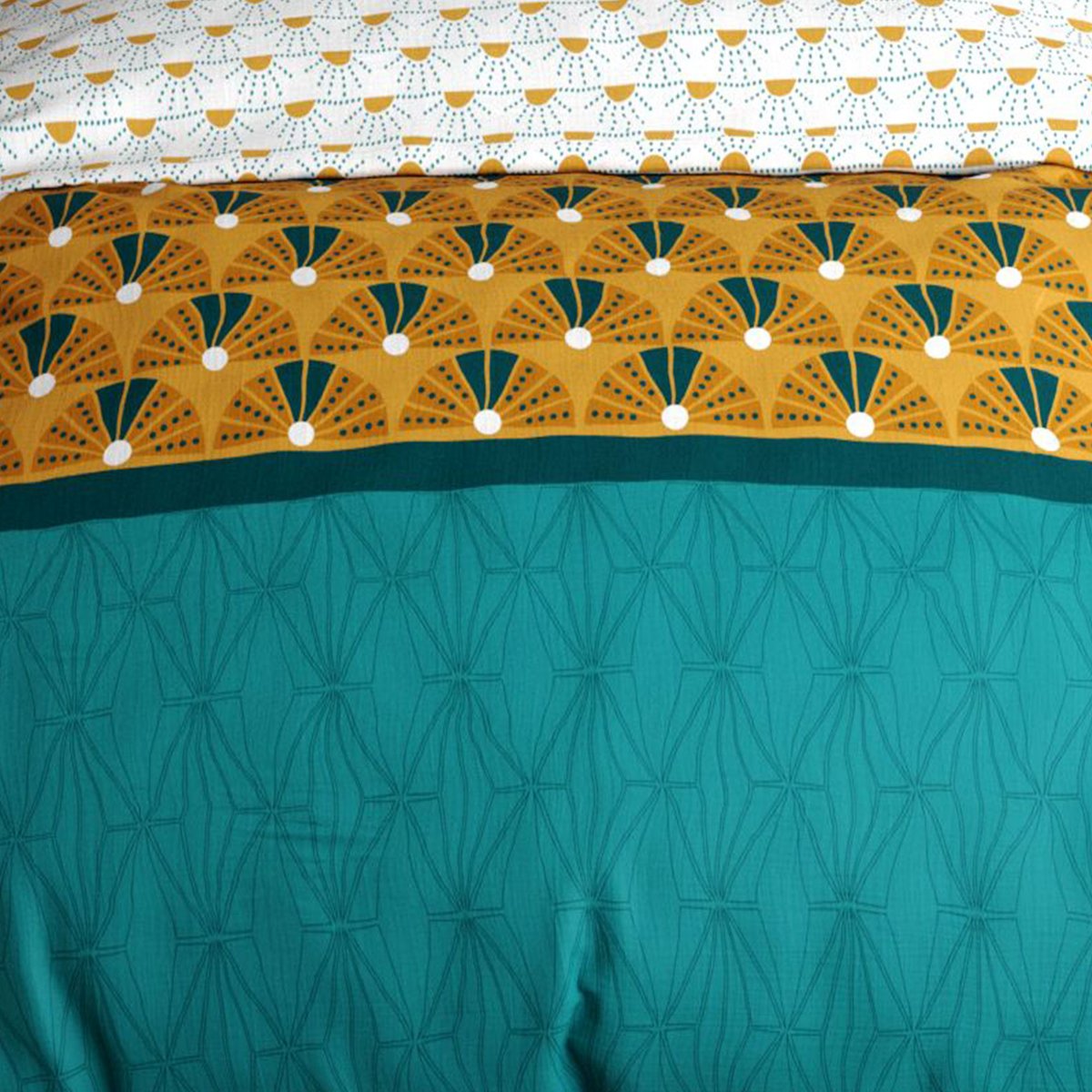 Parure de lit - Housse de couette coton 57 fils vert, EDEN