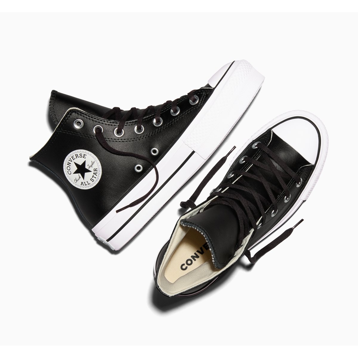 Baskets CHUCK TAYLOR ALL STAR LEATHER PLATFORM noir/noir/blanc, CONVERSE