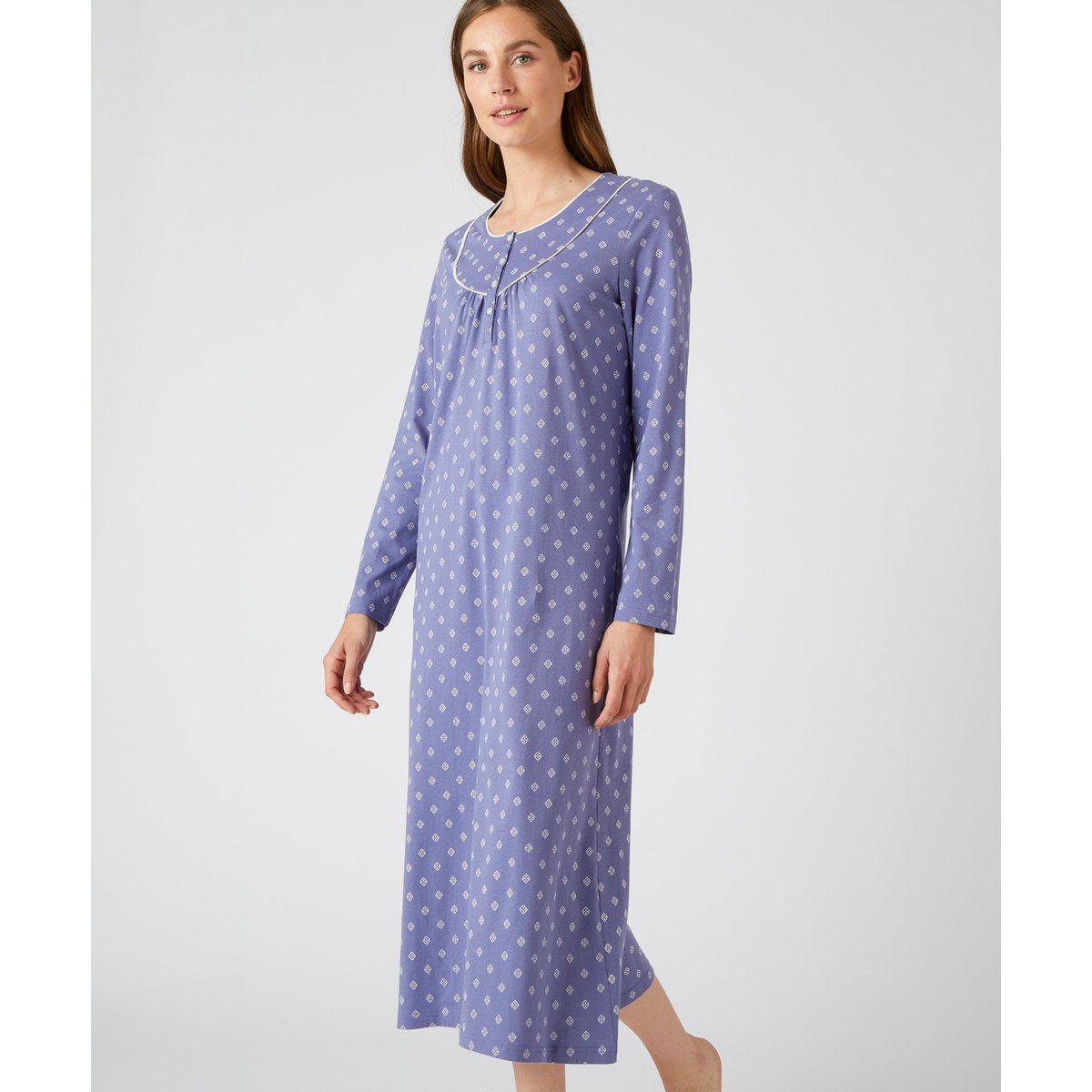 Chemises de nuit jersey pur coton peigné - Lot de 2 multicolore lot bleu, DAMART