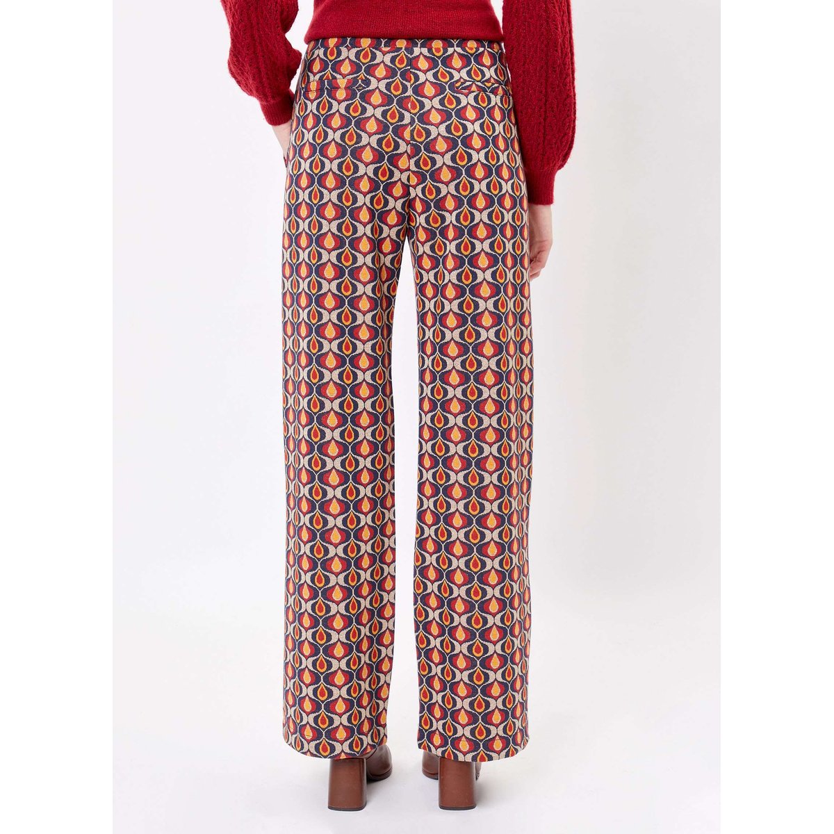 Pantalon large en maille imprimée PALMERO bordeaux, PRINCESSE NOMADE