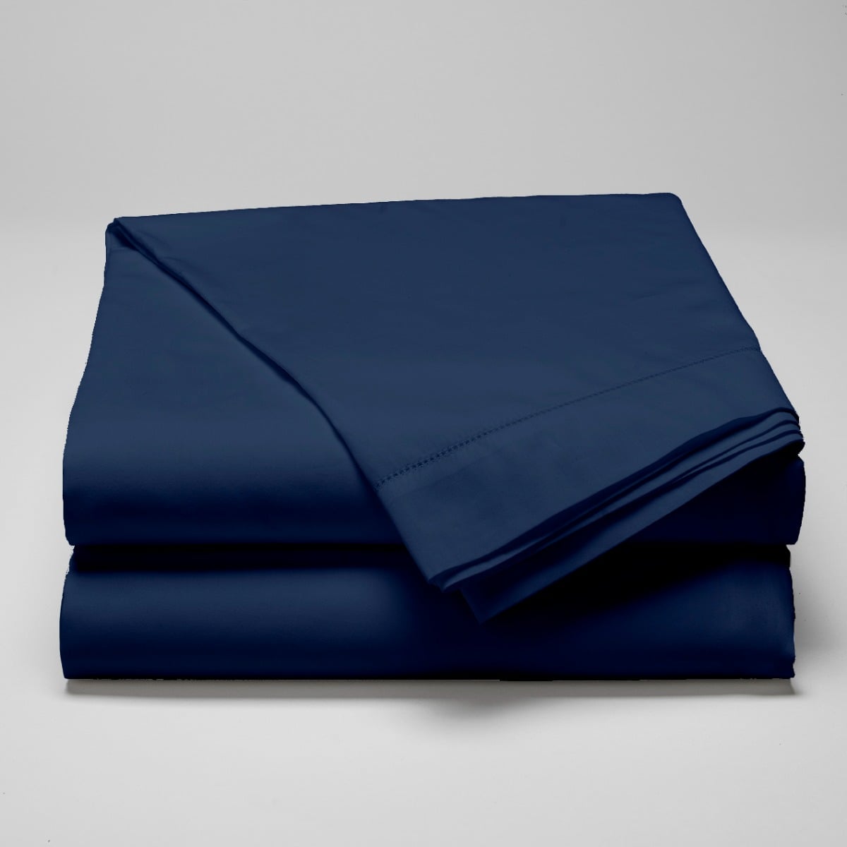 Drap plat satin de coton égyptien 120 fils - 300 tc LONDON bleu, COTTON & CO
