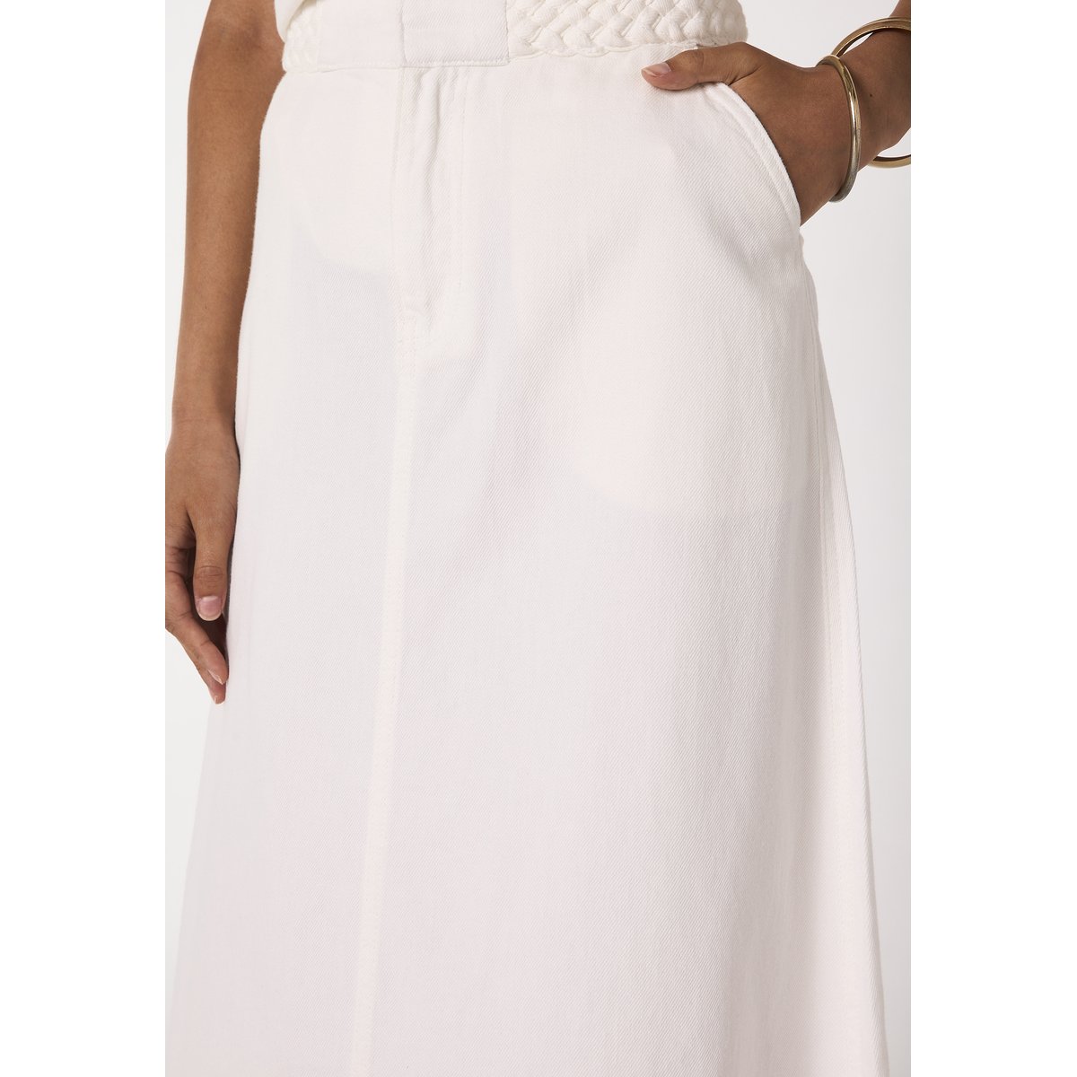 Jupe midi tressée en coton ORCHYDEE blanc, Maison 123