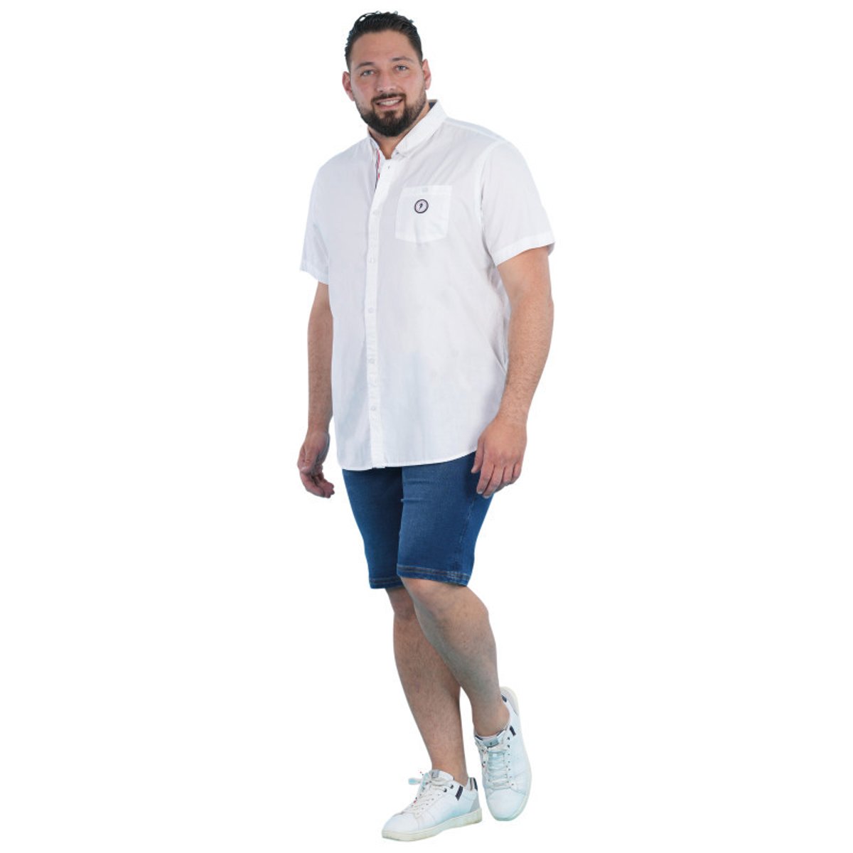 Chemise en coton biologique blanche unie pourvue d'un col américain blanc, RUCKFIELD