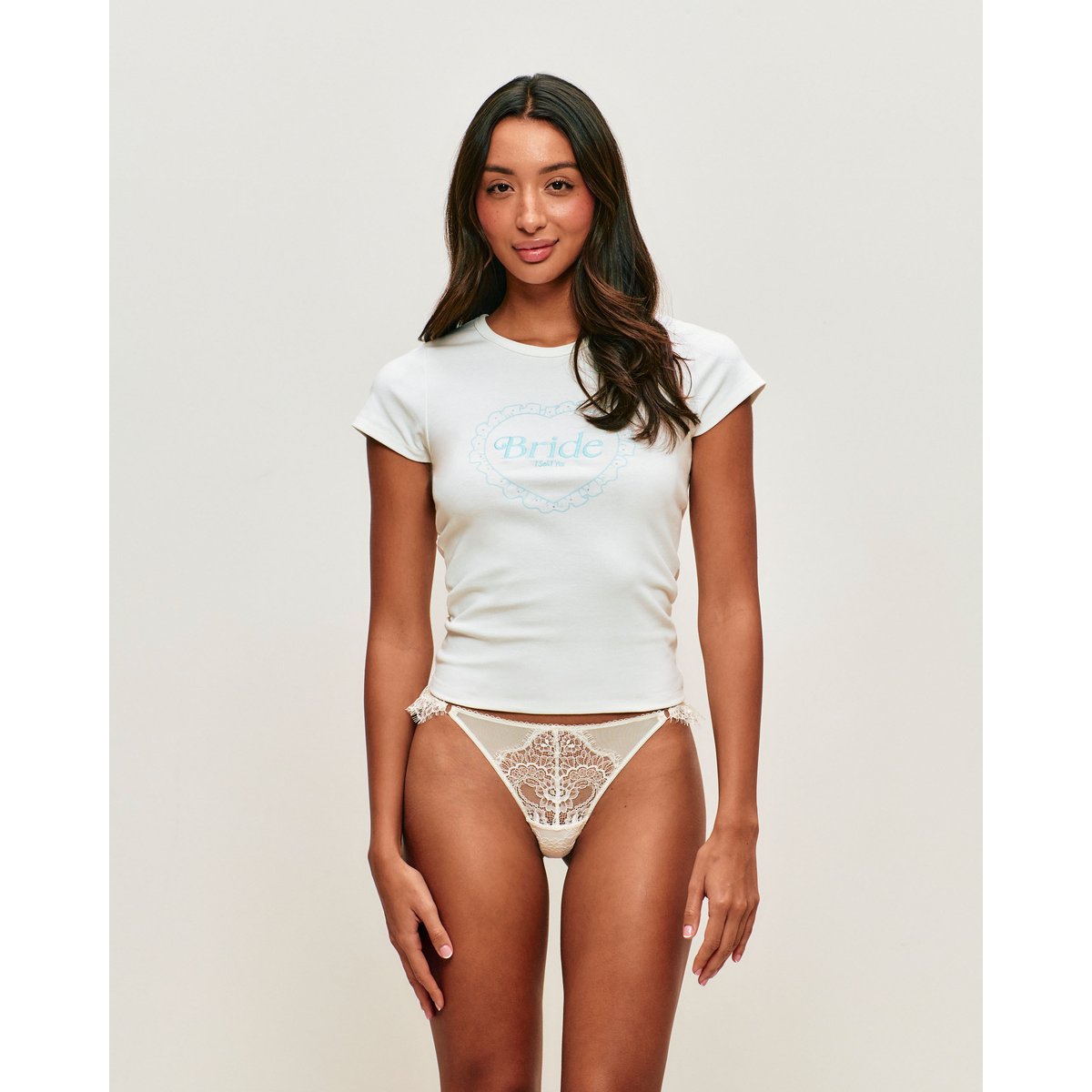 T-shirt manches courtes en jersey broderie Bride paillettes WHITEBRIDIZ ecru, UNDIZ