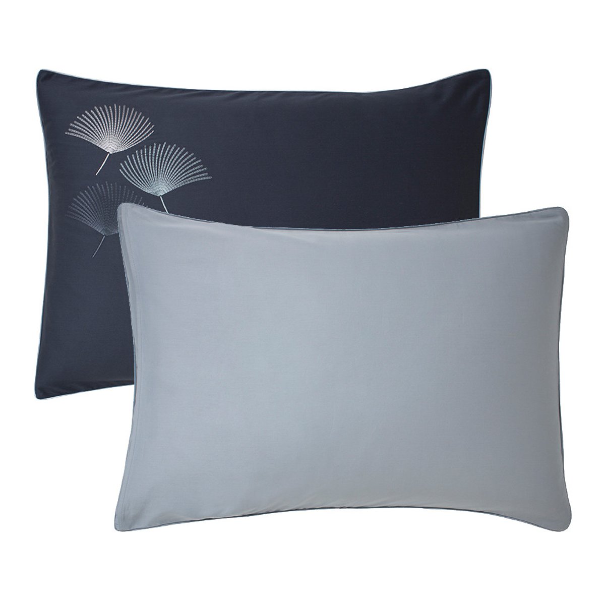 Taie d'oreiller satin de coton PISTIL bleu nuit, GARNIER THIEBAUT