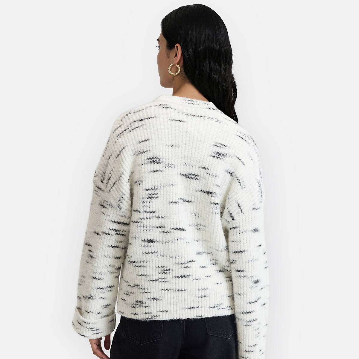 Pull oversize, col rond, effet flammé ecru chiné, LA REDOUTE COLLECTIONS