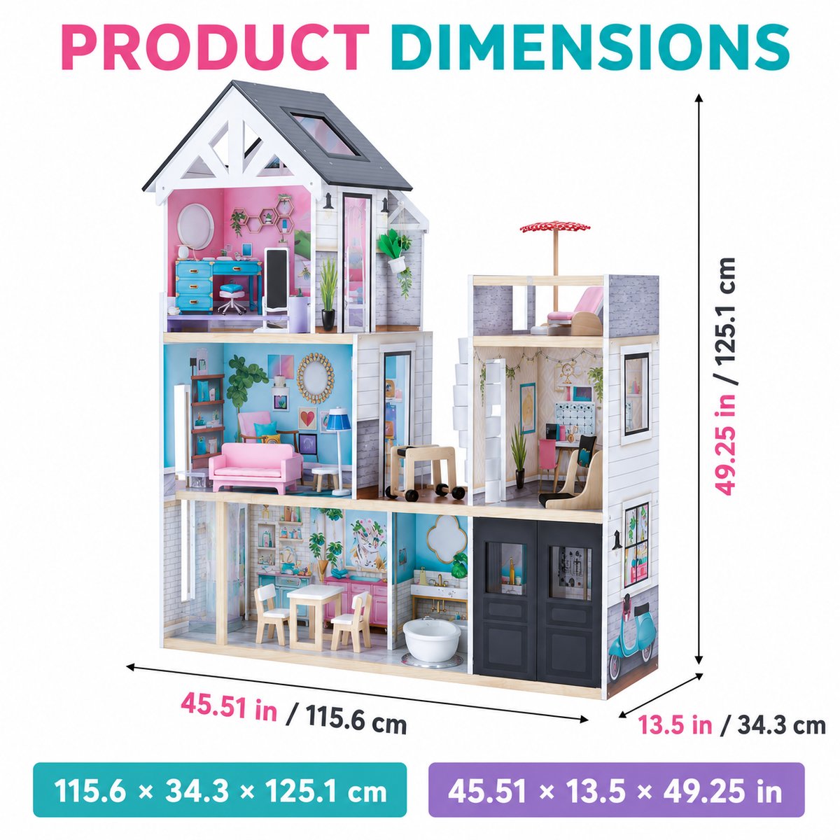 Maison Poupée Enfant Bois DREAMLAND multicolore, TEAMSON KIDS