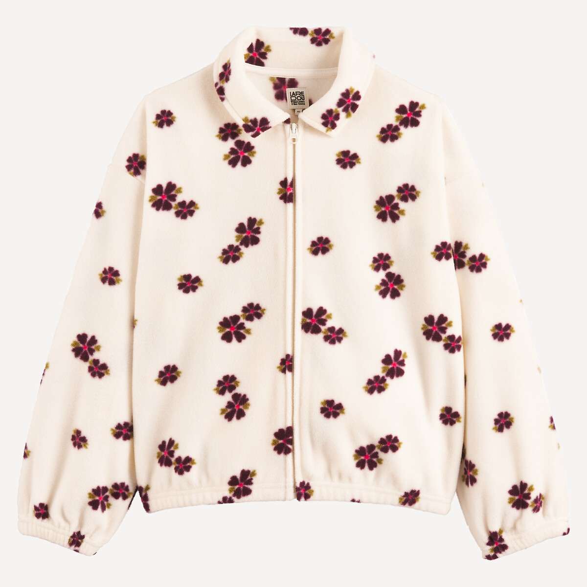 Veste zippée en polaire, imprimé floral imprimé écru, LA REDOUTE COLLECTIONS