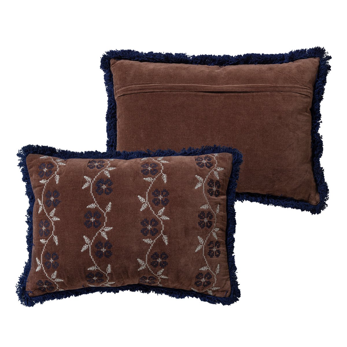 Lot de 4 coussins en coton NIVA marron, WOOOD