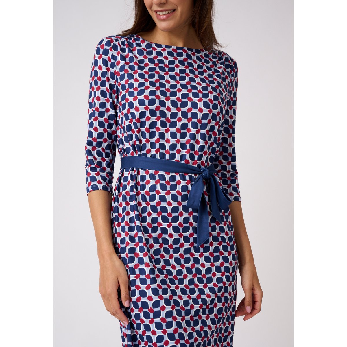 Robe imprimée maille chaude bleu graphique, DAMART