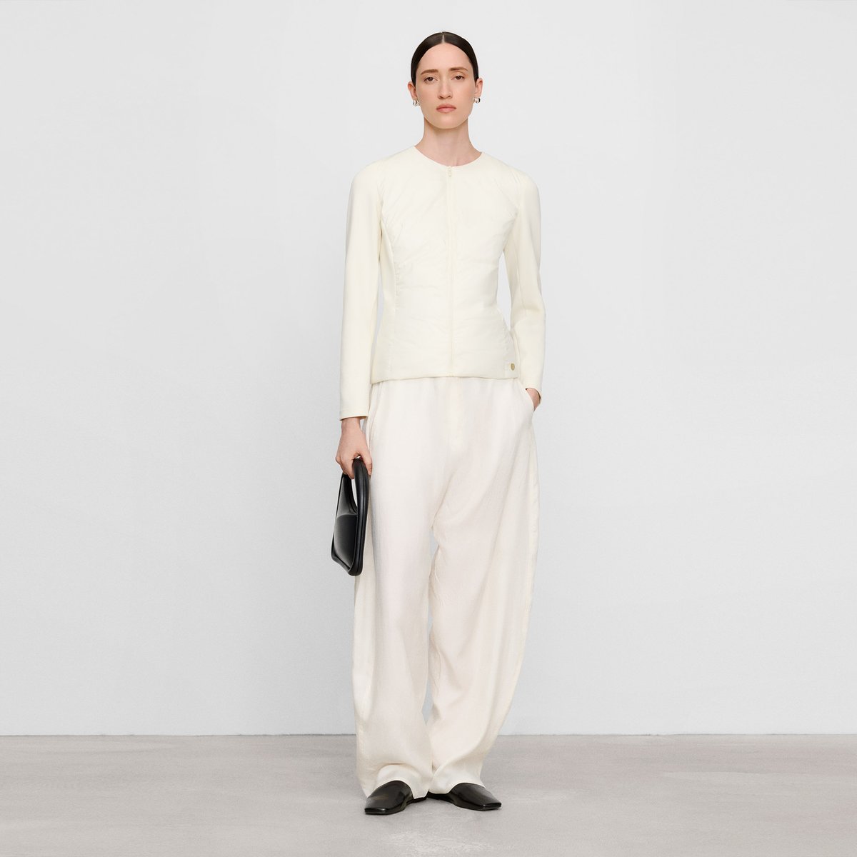 Veste cintrée à col rond écru, ADOLFO DOMINGUEZ