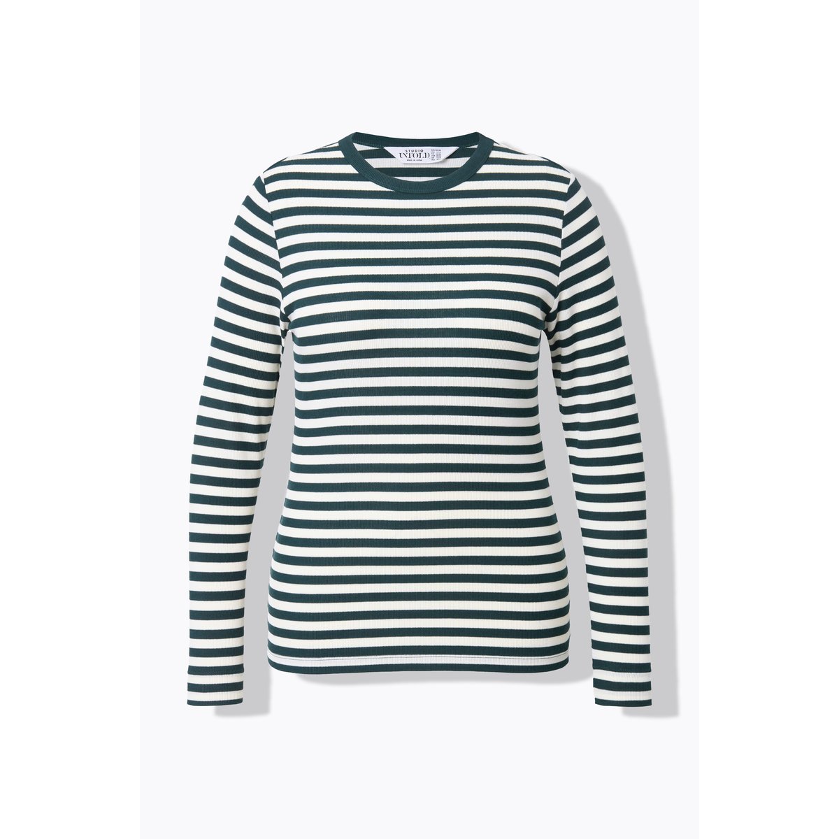 T-shirt coupe slim en jersey rayé vert minuit, STUDIO UNTOLD