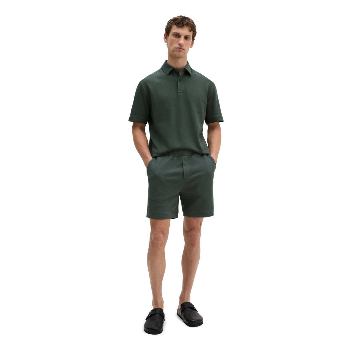 Short en jersey coupe classique avec une fine structure gaufrée gris foncé, MARC O'POLO