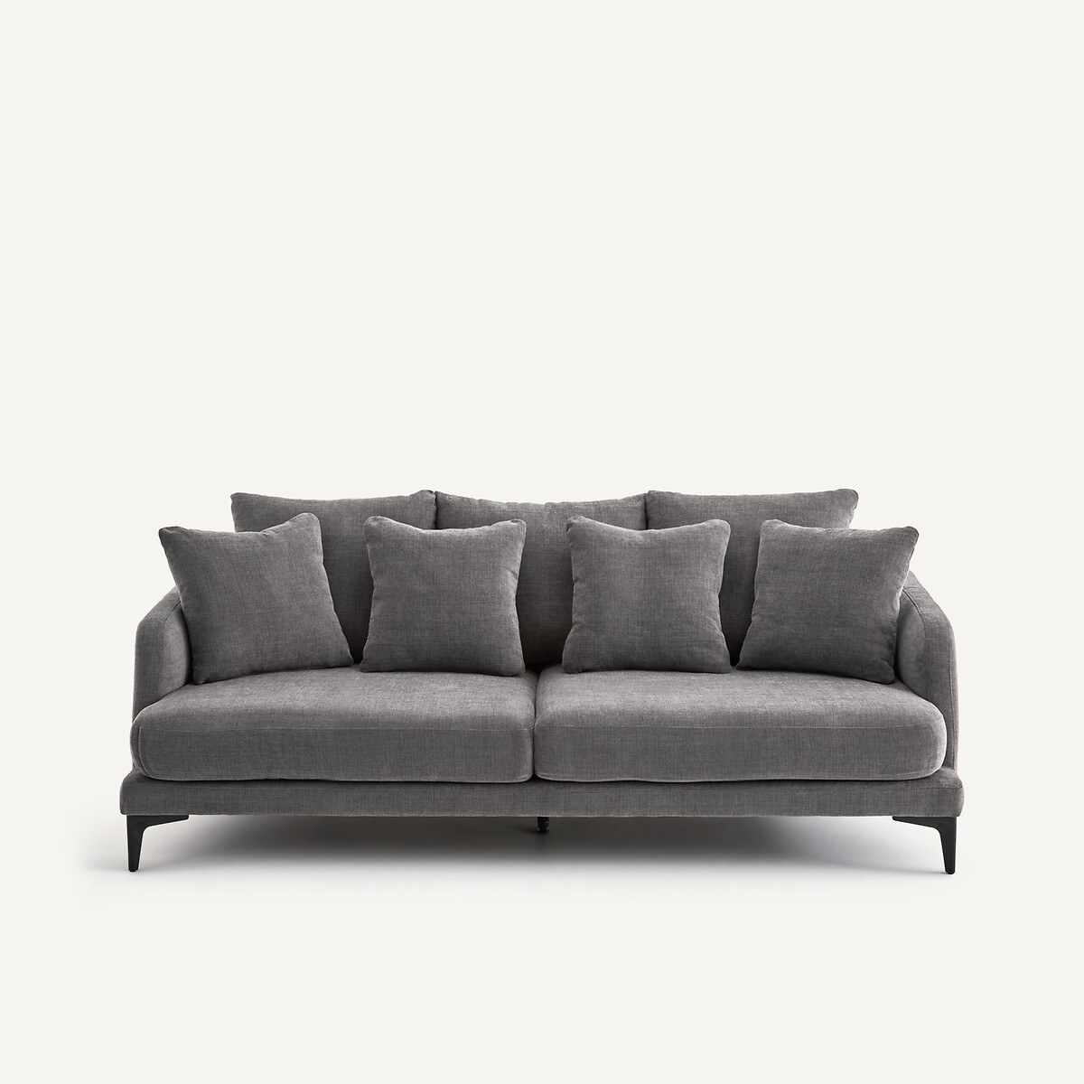Canapé droit, 3 ou 4 places, en polyester et coton, MODERNISTE gris stone, EMMANUEL GALLINA X AM.PM