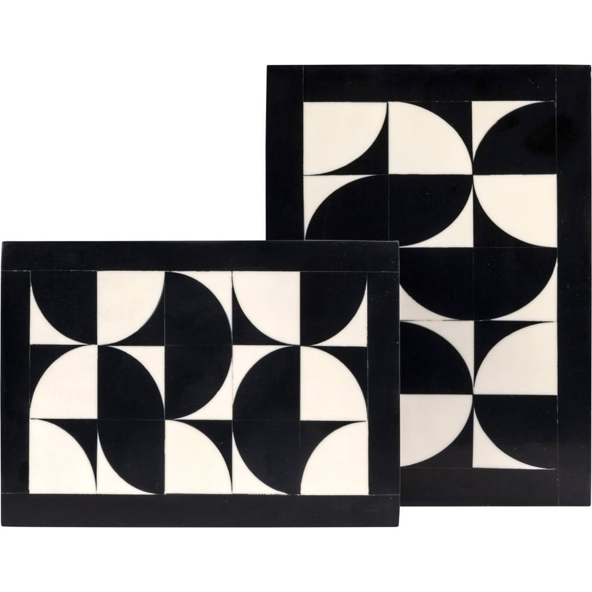 Boîte de rangement en bois, Lot de 2 noir et blanc, RECOLLECTION