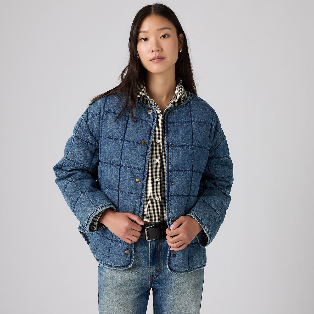 Doudoune courte col rond en denim denim, LEVI'S