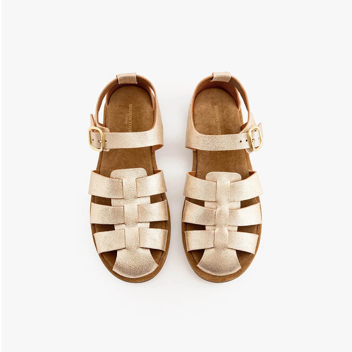 Sandale cuir pailleté JENNY doré clair, MAISON TOUFET