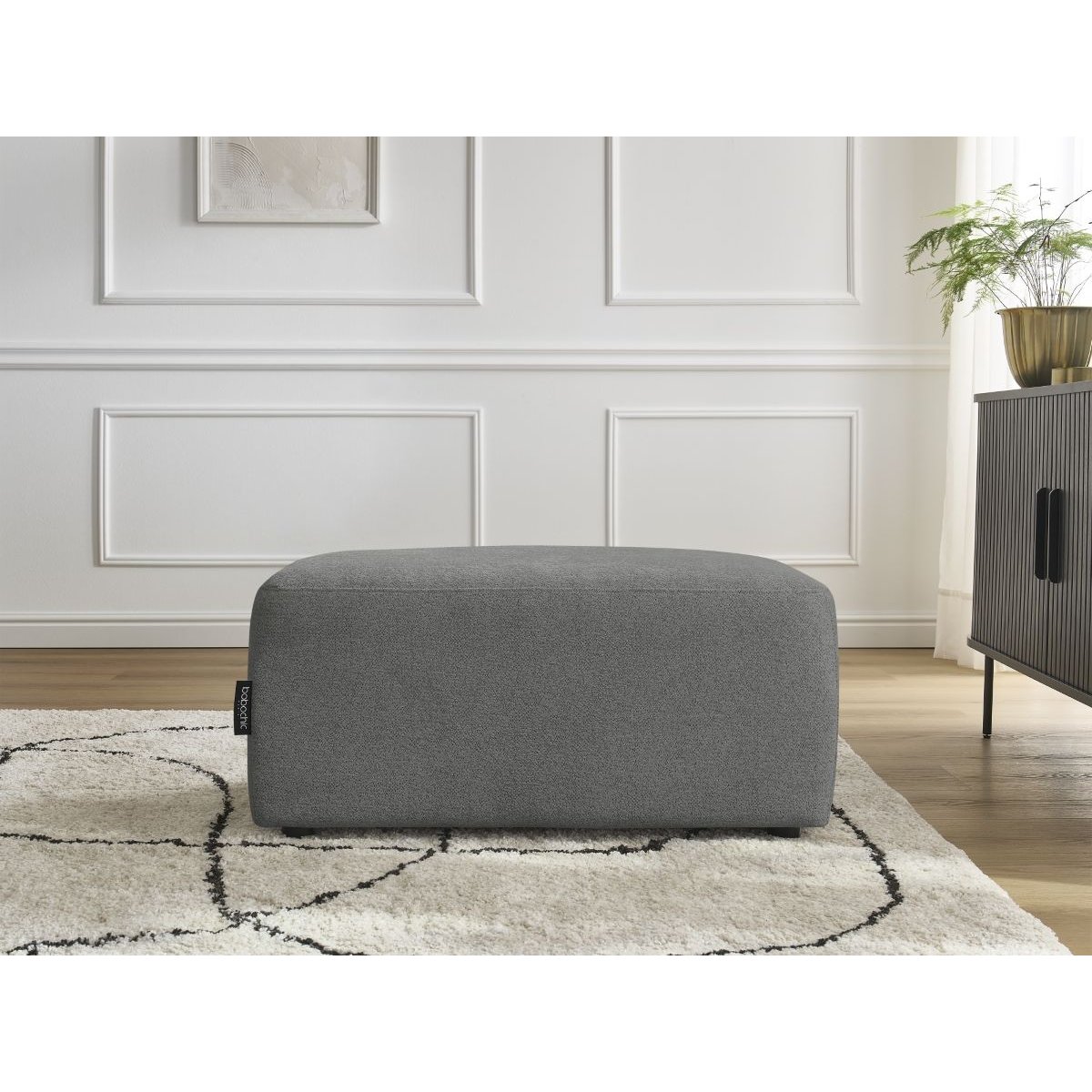Pouf tissu chiné, ATILLA gris foncé, BOBOCHIC