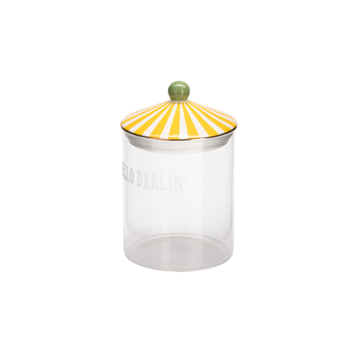 "Hello" Medium Glass Storage Jar yellow, YVONNE ELLEN