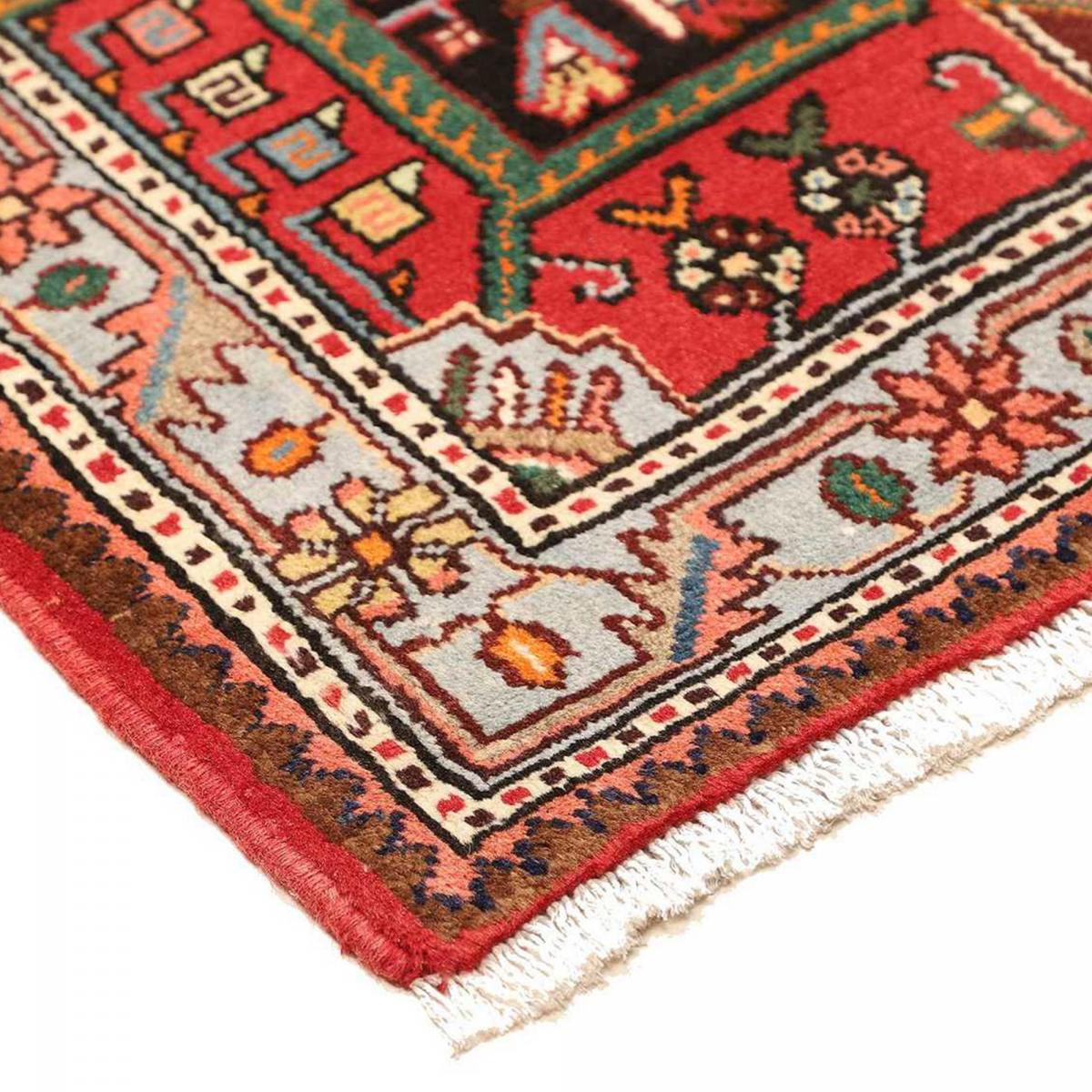 Tapis d'orient oriental, noué main en laine, HAMADAN 20 rouge, bleu, noir, UN AMOUR DE TAPIS