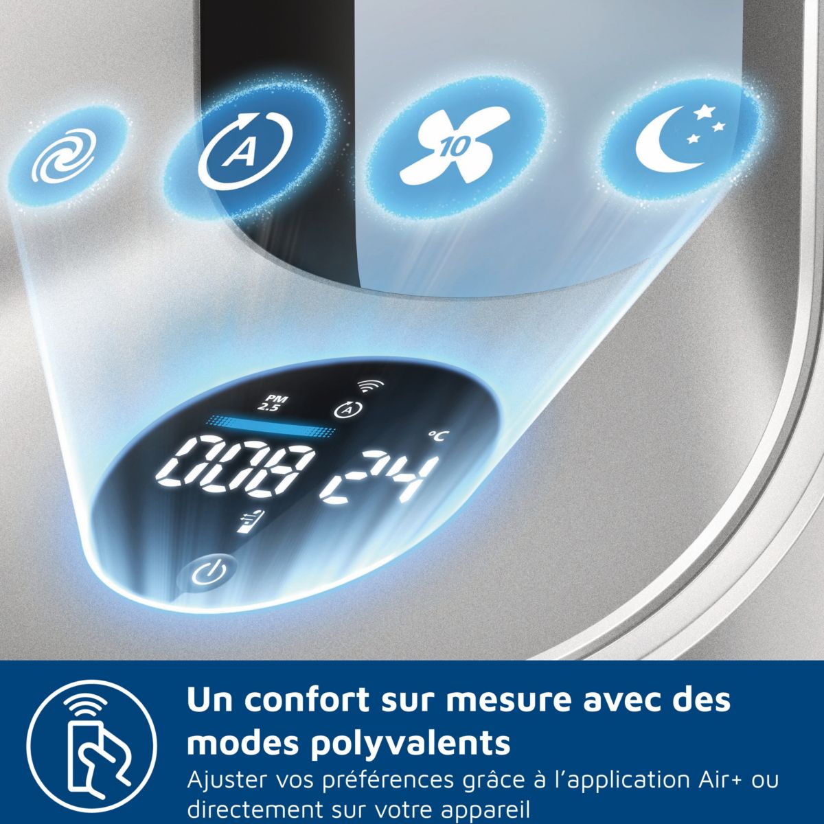 Purificateur d'air, ventilateur, chauffage AMF870/15 3-en-1 Série 8000, jusqu’à 70 m², Gris couleur unique, PHILIPS