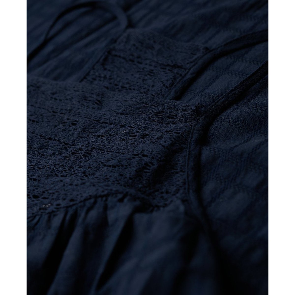 Robe de plage dos nu longue en dentelle bleu marine éclipse, SUPERDRY
