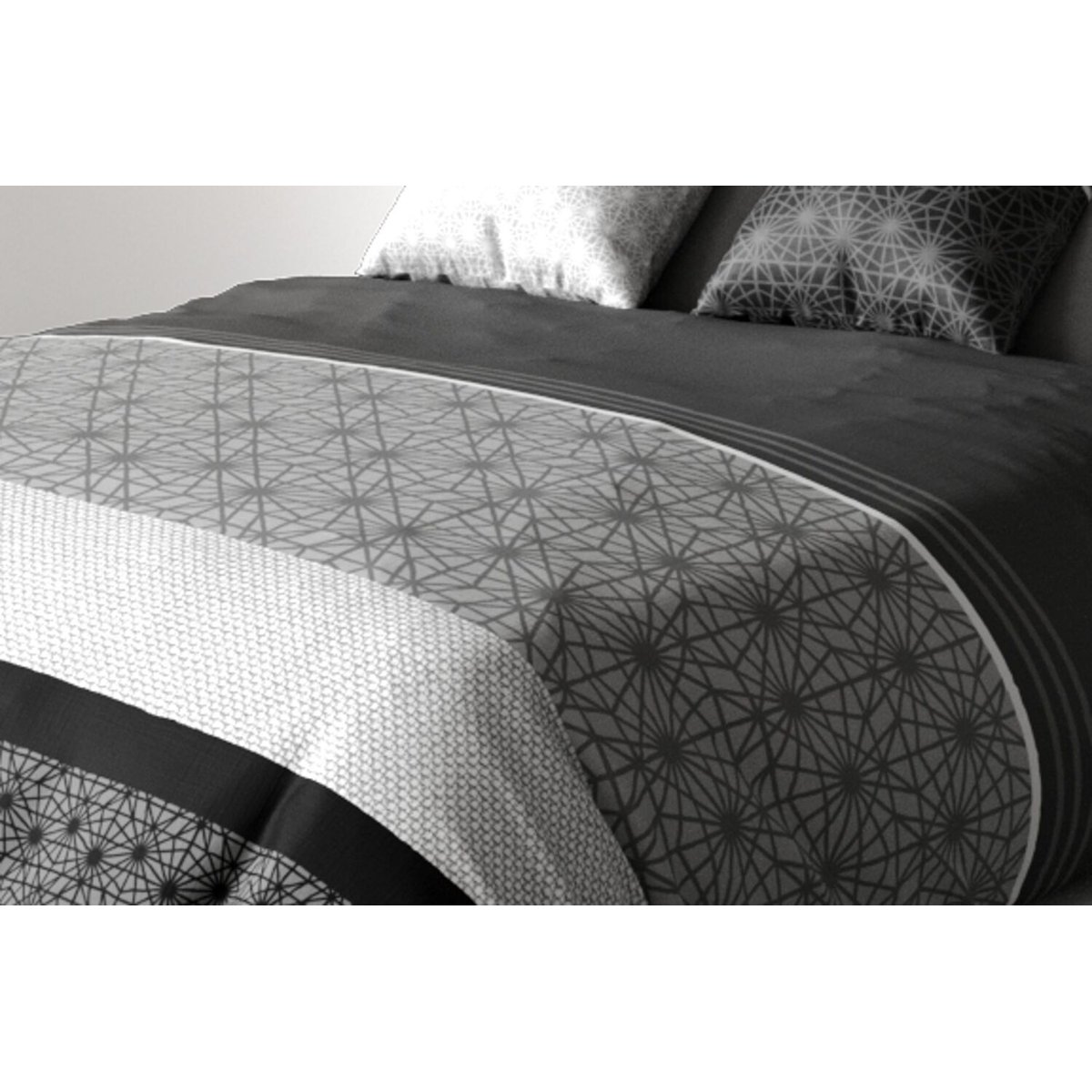 Parure imprimée avec housse de couette et taie(s) en coton, Sandro multicolore, ATELIER DU COTON