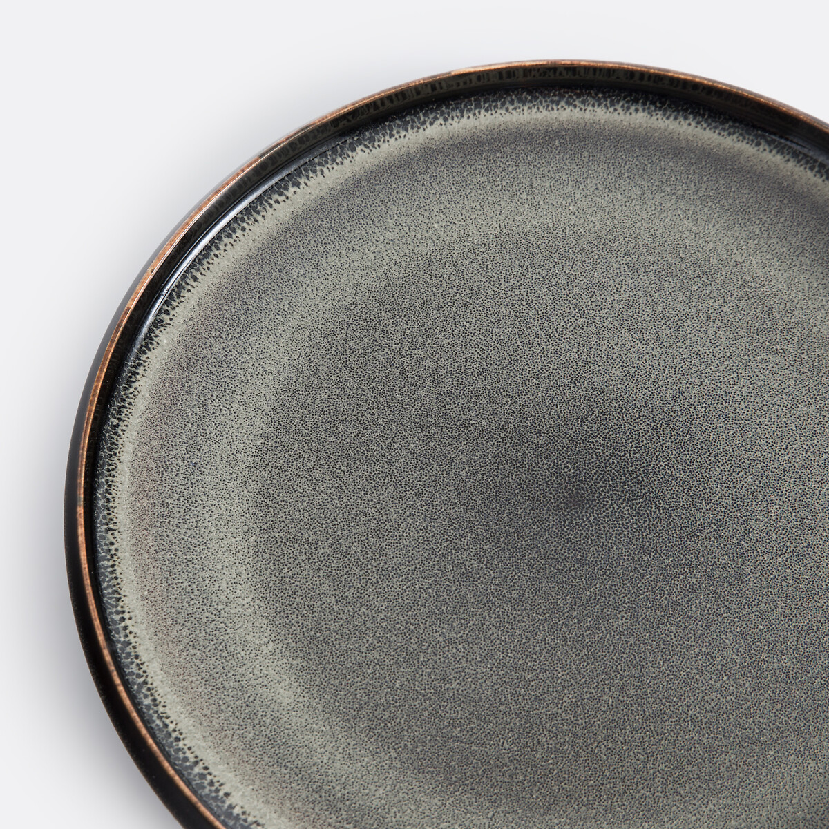 Lot 4 assiettes à dessert grès émail réactif, Zuka brun, LA REDOUTE INTERIEURS