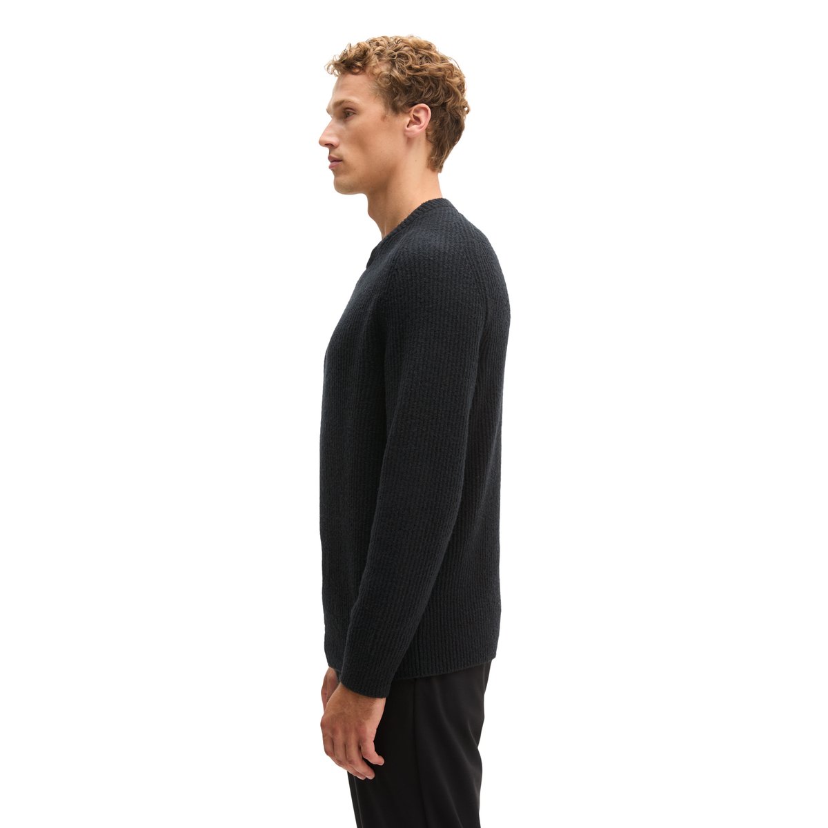 Pull coupe classique en mélange de laine vierge douce noir, MARC O'POLO