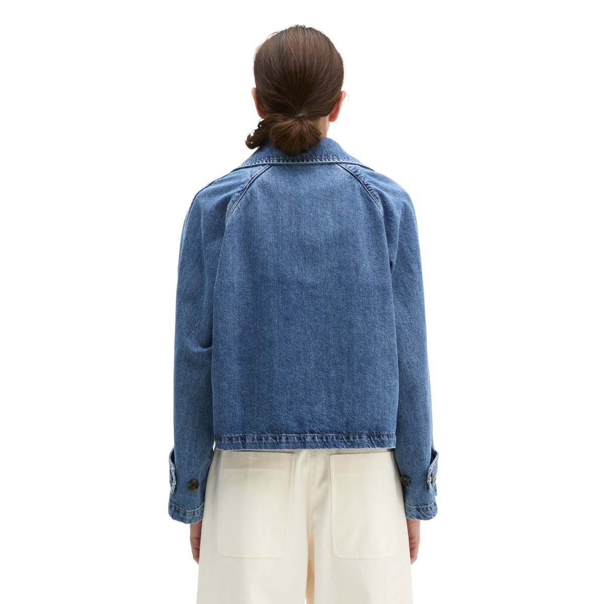 Veste trench en jean relaxed en coton bio bleu moyen, MARC O'POLO