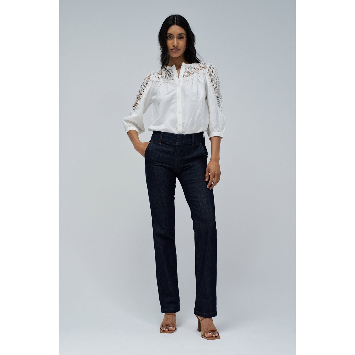 SECRET CHINO PUSH IN DROIT bleu denim, SALSA JEANS