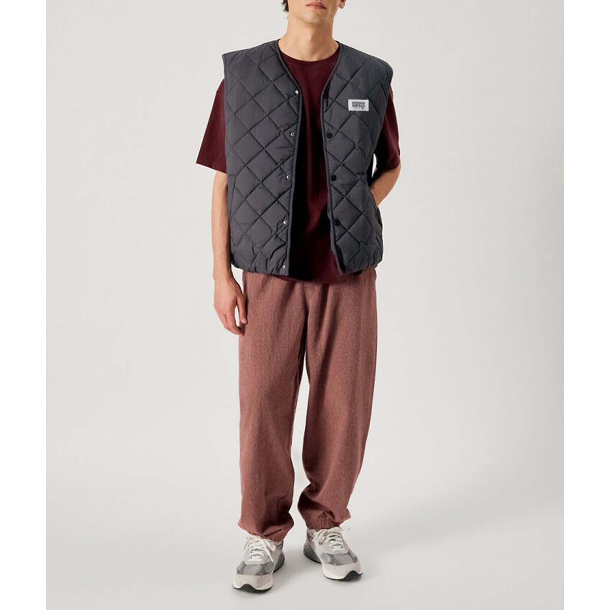 Gewatteerd vest zonder mouwen, YUPIBAM koolstof, AMERICAN VINTAGE