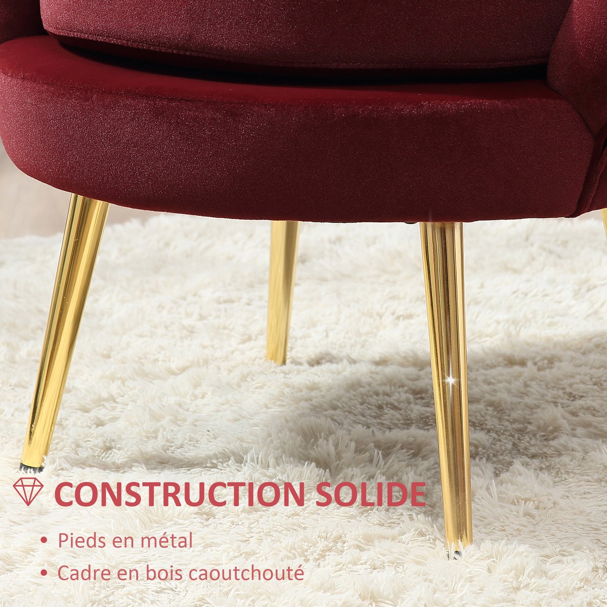 Président du club Velours (100% polyester) rouge vineux, HOMCOM