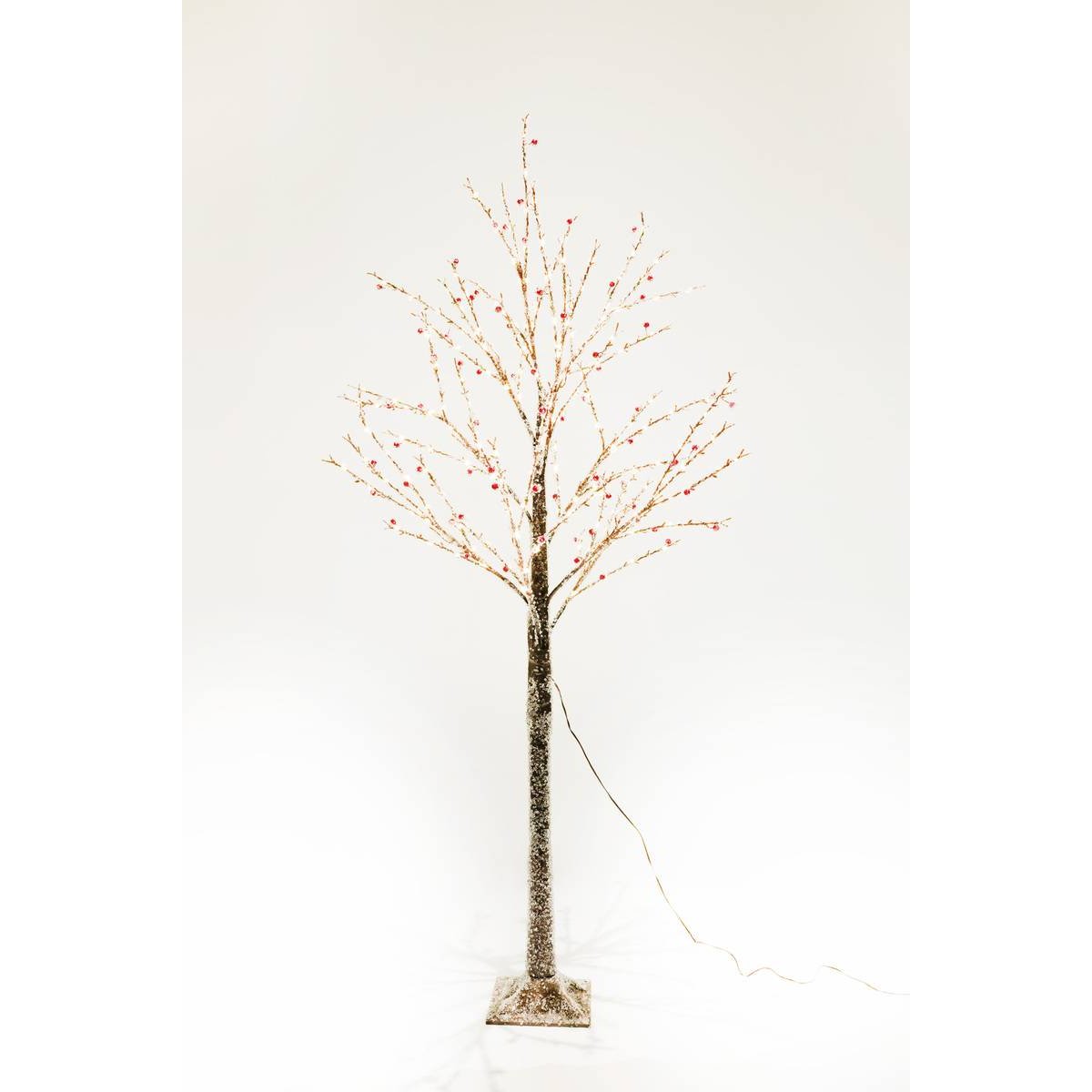 Arbre givré lumineux extérieur 120 LED H90 cm GLOGG marron, FEERIC LIGHTS & CHRISTMAS