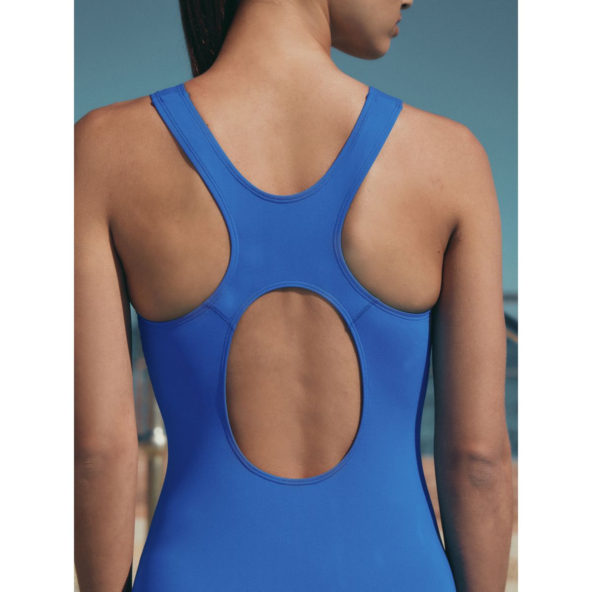 Maillot de bain à col montant effet sculptant bleu cobalt, NEXT