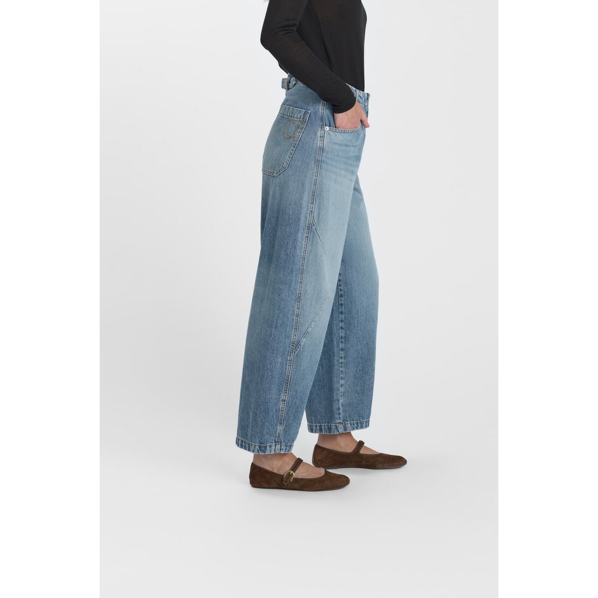 Jeans loose, large , longueur 34 blue, LE TEMPS DES CERISES