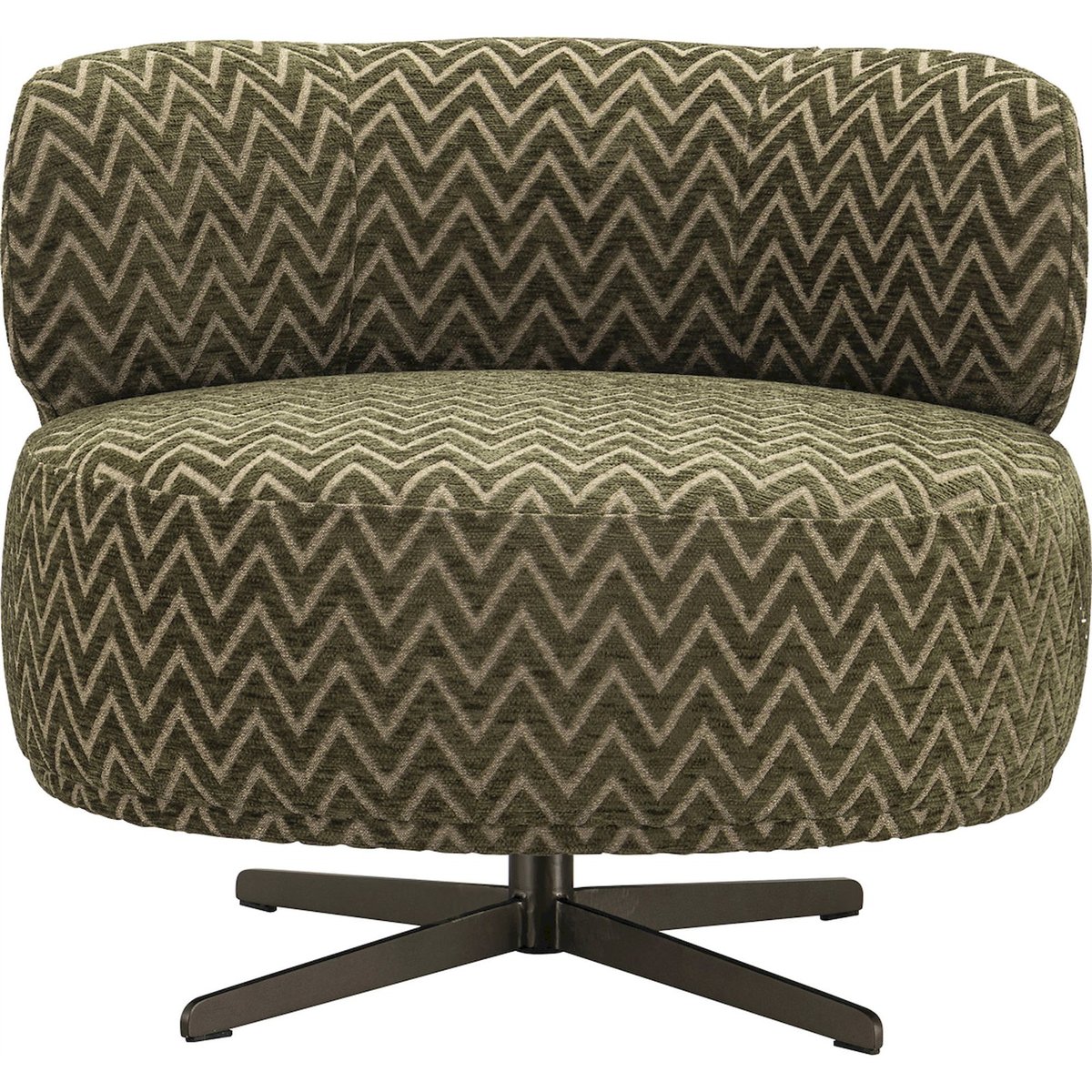 Fauteuil lounge pivotant motif chevrons vert mousse à chevrons, RECOLLECTION