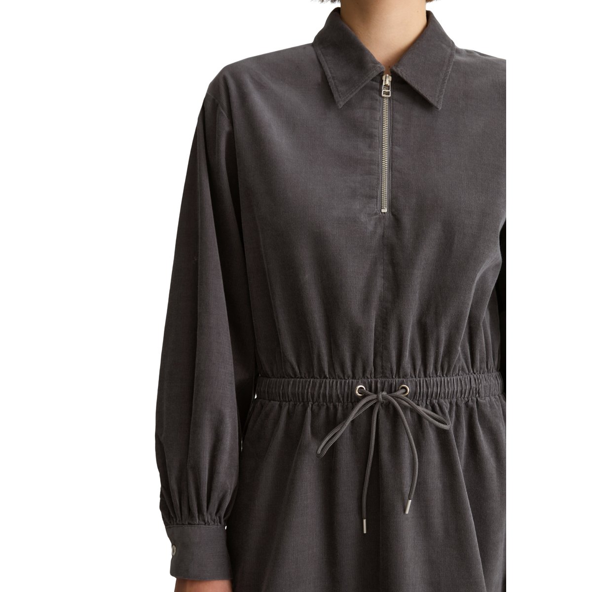 Robe en velours côtelé fin, coupe classique en coton biologique gris, MARC O’POLO DENIM