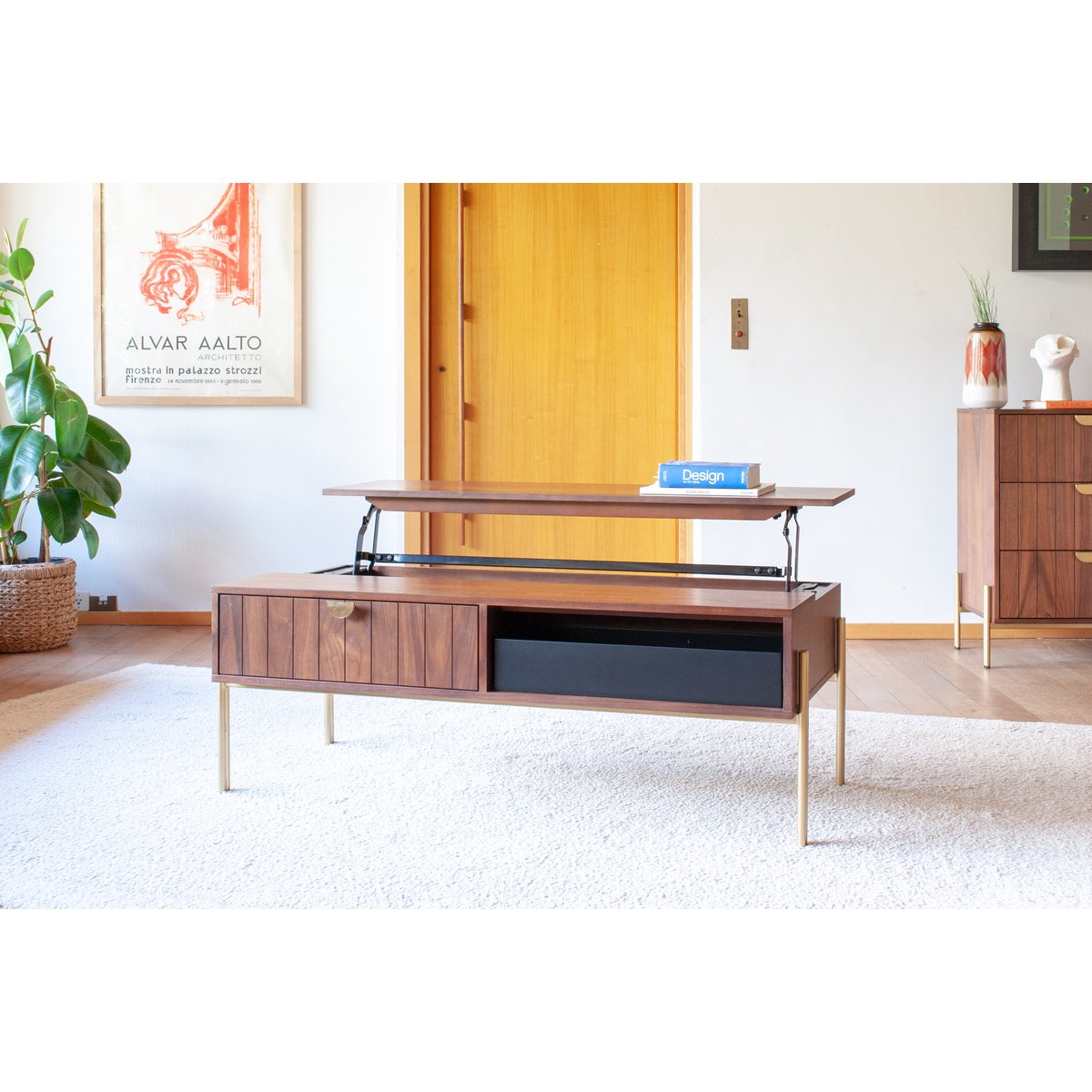 Table basse relevable en noyer AURORA bois foncé, PRODUIT INTERIEUR BRUT